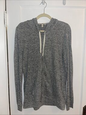 Express Gray Hooded Zip-Up Sweatshirt